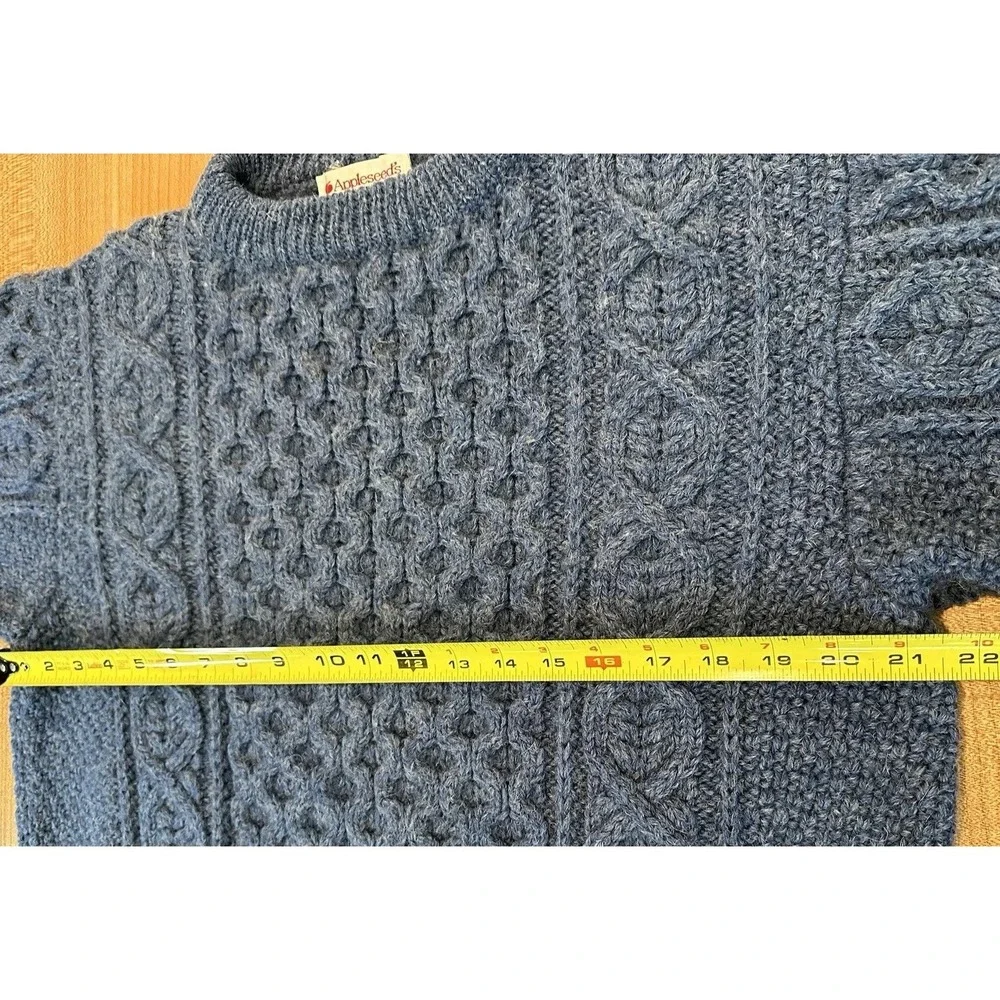 Appleseed's Womens 100%‎ Wool Cable Knit Sweater Pullover Made in Ireland Size S